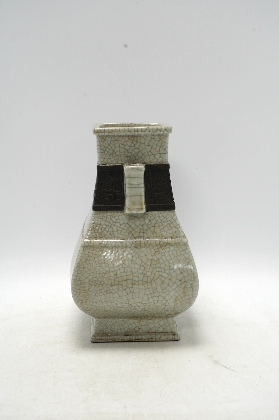 A Chinese crackle glaze arrow vase, 26cm high. Condition - good